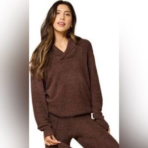 Softies Ultra-Marshmallow Shawl Collar Top Size S Espresso NWT